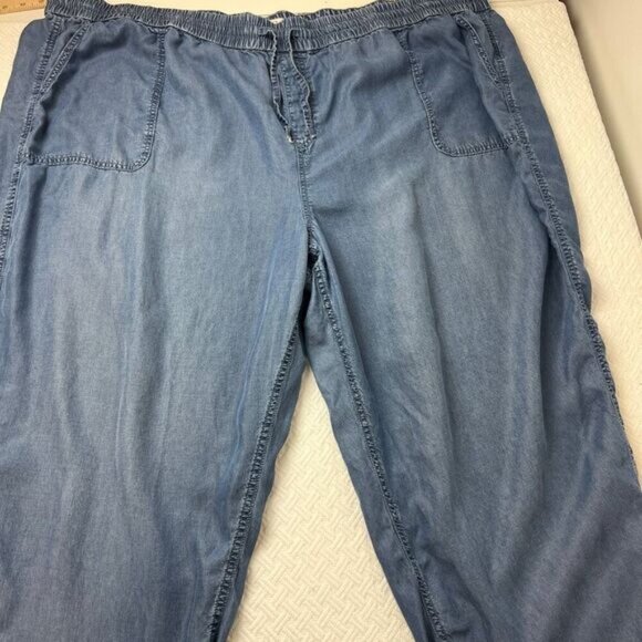Vintage Y2L DC Jeans Women's 28 Blue Lyocell Paperbag Relaxed Pants Capri - Picture 7 of 13